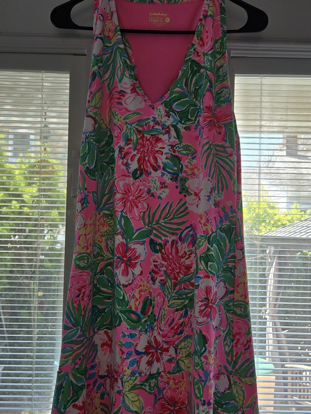 Lilly Pulitzer Pink & Green Tropical Floral V-Neck Athletic  Dress